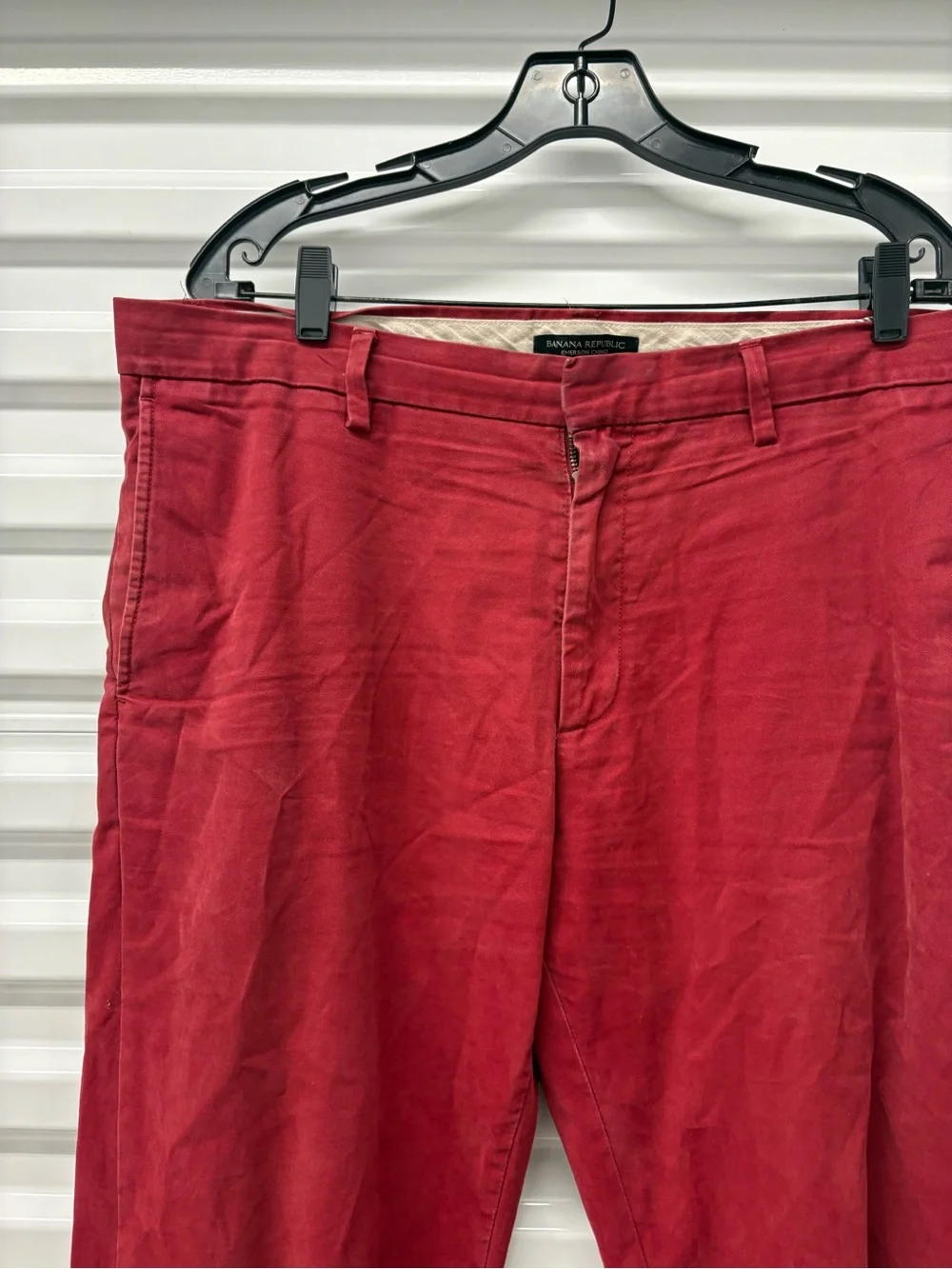 Banana Republic Red Chino Pants Regular Fit French Conn Leg Twill Pockets Men 35